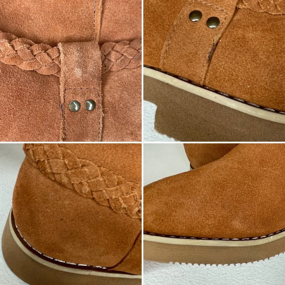 Macy's Style & Co Kaii Tan Suede Leather Faux Fur Booties Women's Size 9